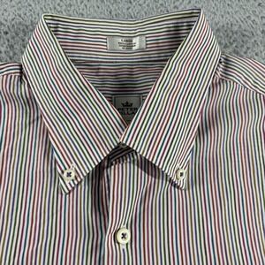 Peter Millar Shirt Men Large Short Sleeve Button Down Stripe Multi Color Cotton